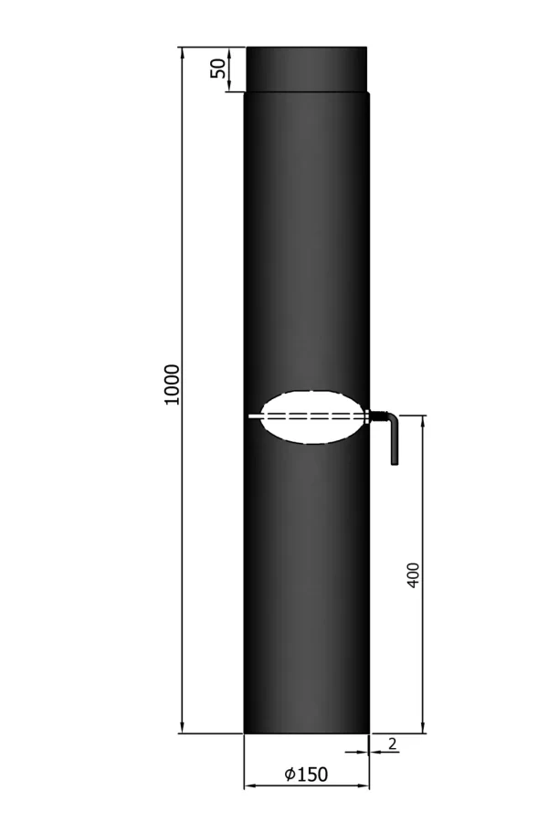 EW150 - 100 cm met smoorklep mét verjonging Zwart