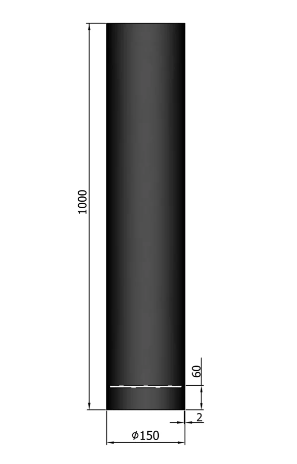 EW150 - 100 cm zonder verjonging en mét condensring Zwart
