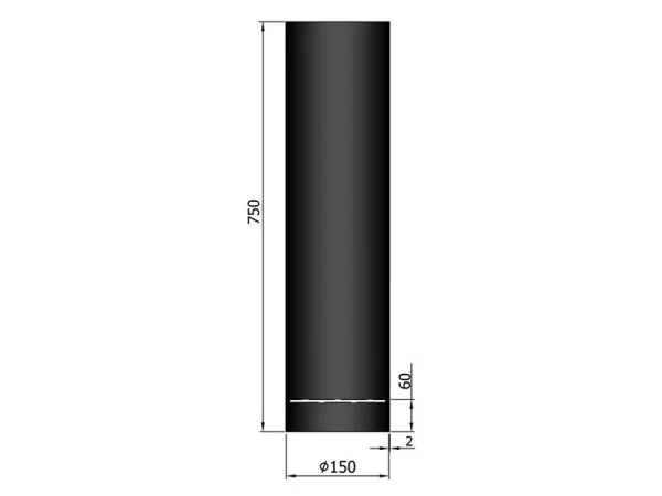 EW150 - 75 cm zonder verjonging en mét condensring Zwart