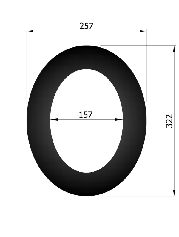 EW150 Elliptische rozet 45° Zwart