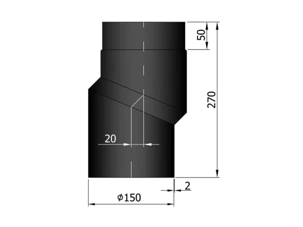 EW150 S-bocht versleping 2 cm Zwart