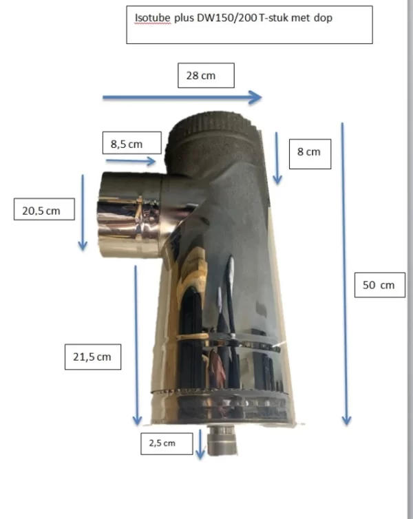 Isotube Plus T-stuk met dop 150/200 - Afbeelding 3