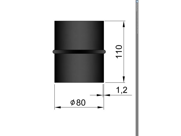 Pelletkachelpijp 80 mm - Mof/sok  Male - Afbeelding 2