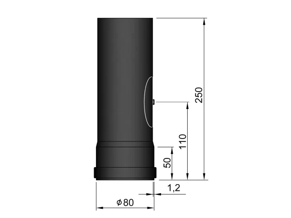 Pelletkachelpijp 80 mm - 25 cm met luik - Afbeelding 3