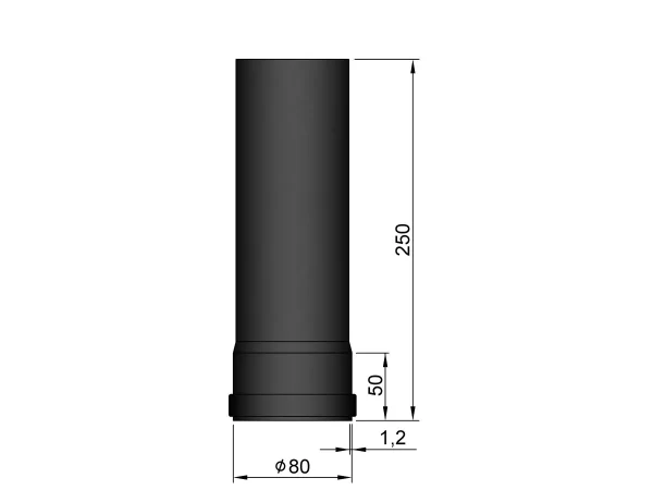 Pelletkachelpijp 80 mm - 25 cm - Afbeelding 3