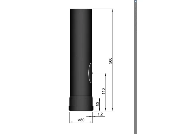 Pelletkachelpijp 80 mm - 50 cm met luik