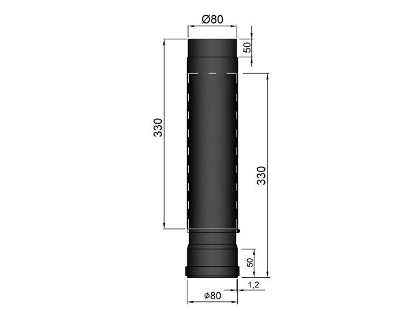 Pelletkachelpijp 80 mm - 41 - 61 cm schuifpijp - Afbeelding 2