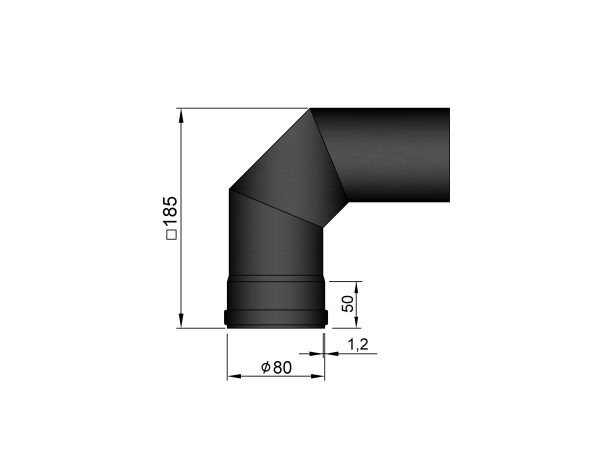 Pelletkachelpijp 80 mm - Bocht 90° - Afbeelding 2
