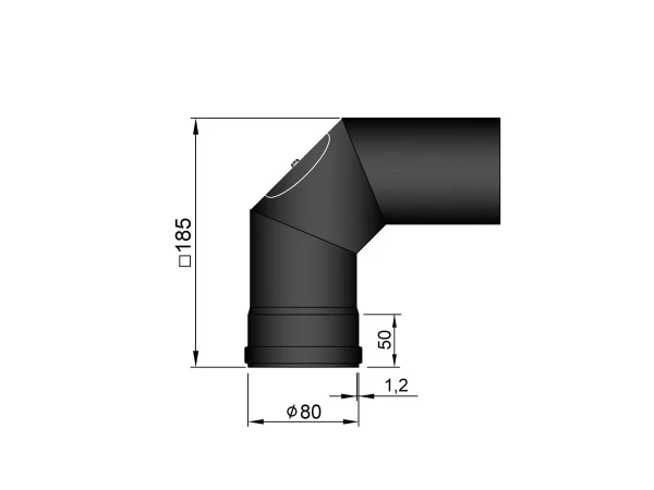 Pelletkachelpijp 80 mm - Bocht 90° met luik - Afbeelding 2