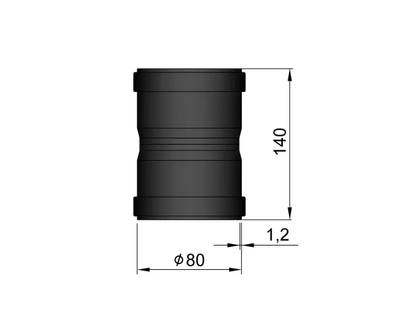 Pelletkachelpijp 80 mm - Mof/sok  Female - Afbeelding 2