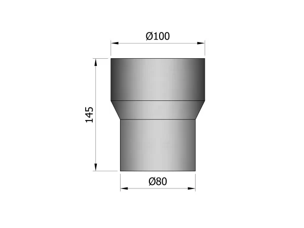 Pelletkachelpijp verloop 80 mm - 100 mm Male/male - Afbeelding 2
